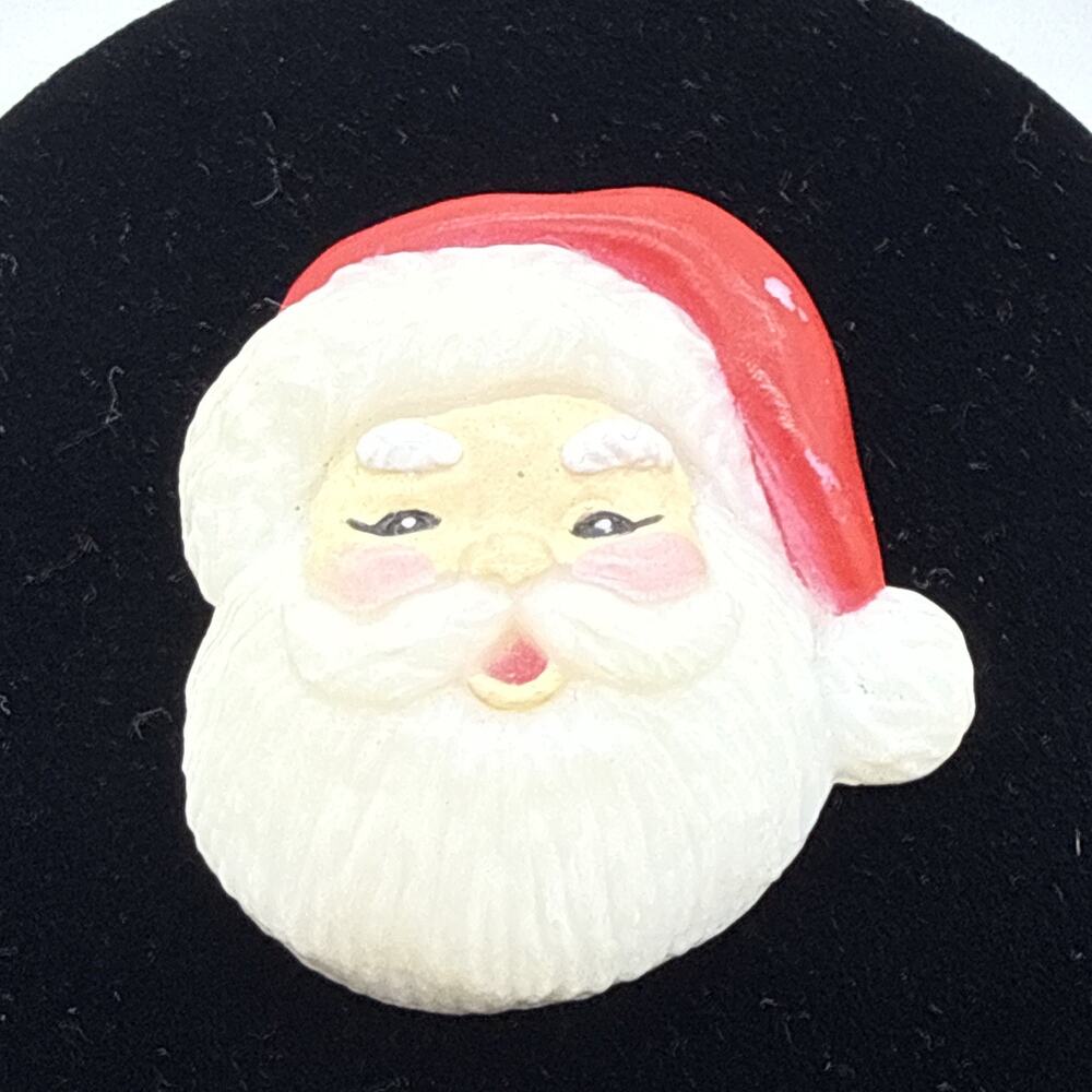 Signed S. Lehman Fun World Plastic Santa Claus Christmas Brooch Vintage READ